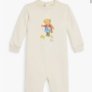Ralph Lauren Cream Footie with Bear Print